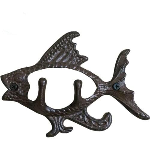 1x Household fish-shaped cast iron decorative key jewelry hook storage rack hanger wall-mounted towel hat hook WF