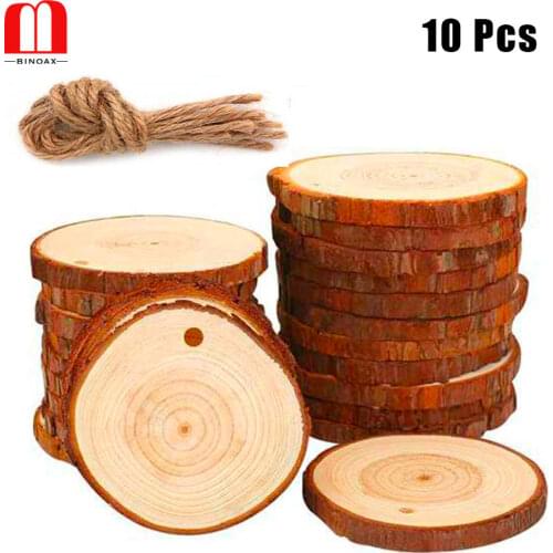 2.4inch Natural Wood Slices With Hole For Christmas Round Circles Unfinished Tree Bark