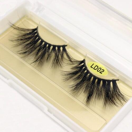 25mm Long 3D mink lashes LD02 extra length mink eyelashes Big dramatic volumn eyelashes strip thick false eyelash DOCOCER