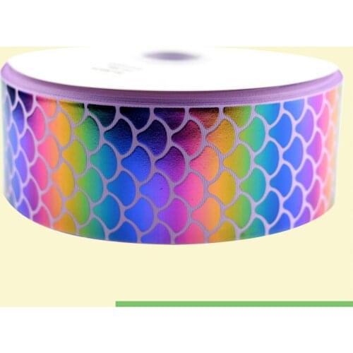 3" inch 75 mm 7.5cm white based colorful based foil laser scales free shipping printed grosgrain ribbons for gift decoration