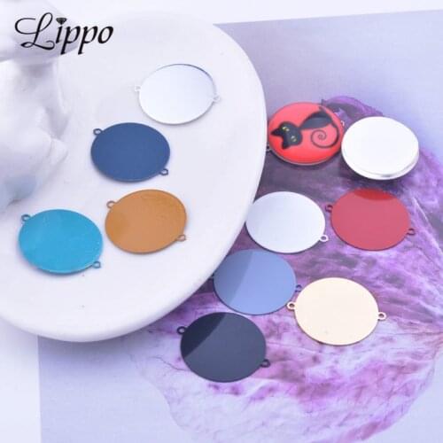 50pcs AC11447 20*22mm Spring color Flat Round Connector Diameter 20mm Cabochon Base Earrings Setting DIY Drop Earrings Jewelry