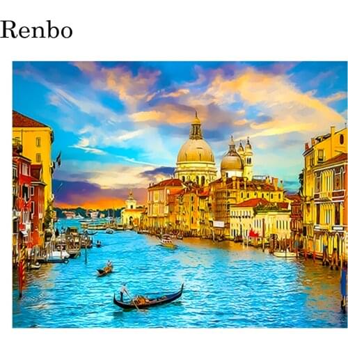 5D Diamond Painting Diamond Embroidery Venice landscapet Handicraft Mosaic European town Needlework Full Drill Round Decor New
