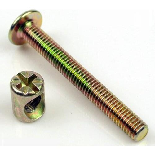 6mm furniture hardware childrens bed screws horizontal hole nut M6 70MM Long bookcase nuts x10