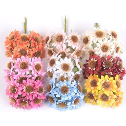 6pc artificial flowers daisy bouquet high quality multicolor flannel fake flower wedding home decoration DIY wreath headdress