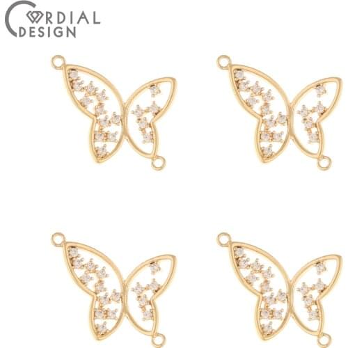 Cordial Design 20Pcs 14*18MM Jewelry Accessories/CZ Charms/Genuine Gold Plating/DIY Making/Connectors/Hand Made/Earring Findings