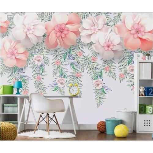 Bacal Only beautiful three-dimensional 3D wallpaper mural flowers fresh watercolor vine hand-painted background 3d wall painting