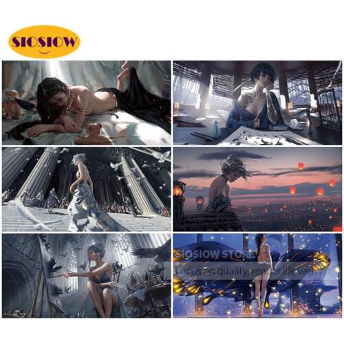 Big Diamond Diy Painting Full Square Drill Cartoon Beauty Embroidery Pictures Anime Girl Cross Stitch Home Decor Wall Art Craft