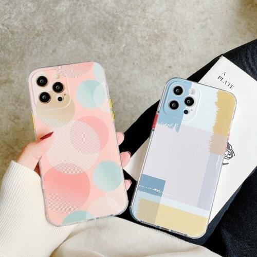 Simple Soft Silicone Phone Case For iPhone 11 Pro Max 12 Mini 7 8 Plus SE 2020 Grid Round Dot Cover For iphone XS Max X XR Coque