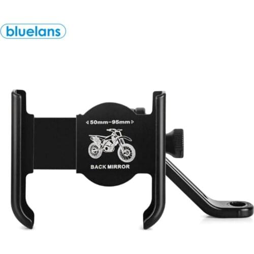 Aluminum Alloy Adjustable 360-Degree Rotating 6.5-Inch Mobile Phone Holder, Motorcycle Rearview Mirror Phone Holder Bracket
