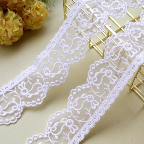 19 yards/lot 4.6cm Mesh embroidery Lace ribbon Dress edge decoration DIY Garment material Needlework sewing accessories 520