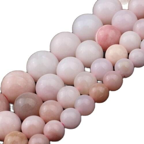 6/8/10/12mm Natural Gem Stone Pink Opal Round DIY Beads for Jewellery Making 7.5 Inch Bracelets for Women Making a Necklace