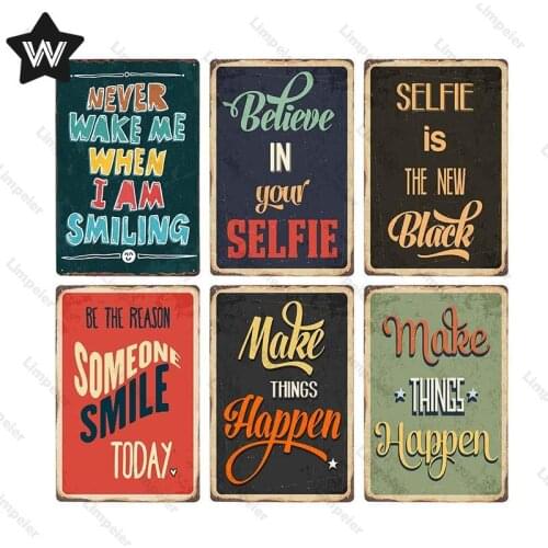 Life Metal Wall Sticker Tin Plaque Don't Forget Happy Tin Sign Metal Poster Vintage Metal Sign Tin Plate for Man Cave Club Decor