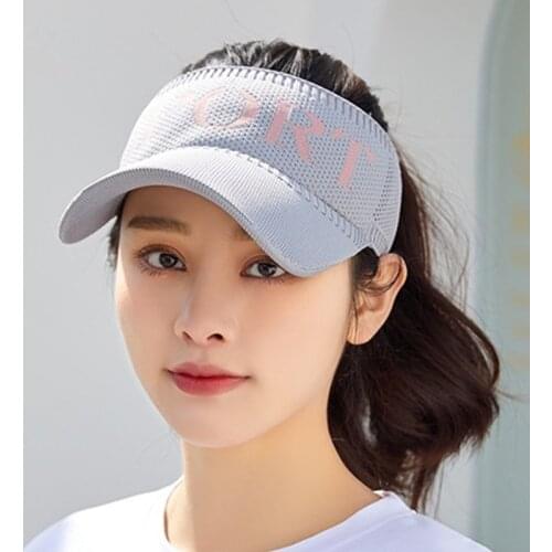 Fashion Cute Woman Empty Top Knitted Sun Hat Female Sport Letter Embroidery Sunscreen Baseball Cap Lady Outdoor Fishing Riding
