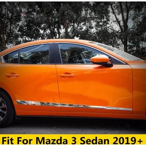 Yimaautotrims Side Door Body Molding Cover Protective Kit Accessories Parts Fit For Mazda 3 Sedan 2019 2020 ABS Chromium Styling