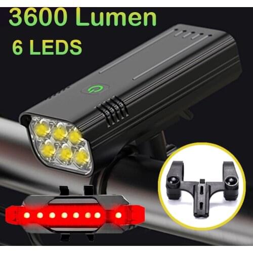Powerful 6T6 Bicycle Light USB Rechargeable 3600 Lumen Brightest Headlight MTB Cycling Flashlight as Power Bank Bike Accessories