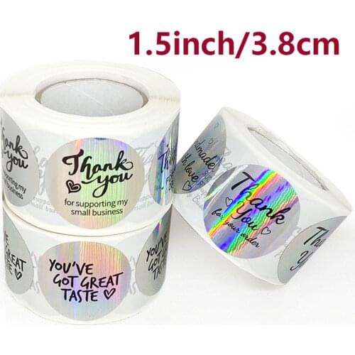 500pcs/roll Thank You Stickers Handmade Laser Stickers Diary Scrapbooking Stickers Festival Birthday Party Decorations Labels