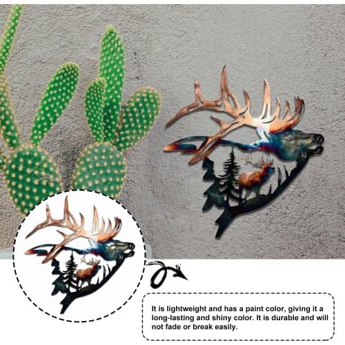 Wall Hanging Decoration Metal Antler Faux Deer Skull Ornament Home Room Decoration Wall Art Decor