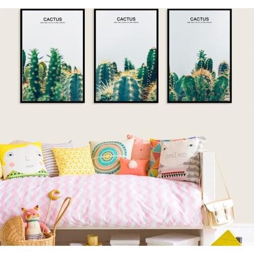 Cactus Plant Print Picture Nordic Canvas Painting Wall Art Poster Living Room Office Home Decor Fresh Green Plant Decor Painting