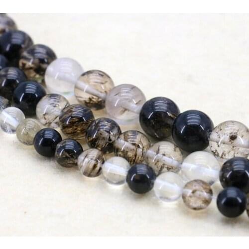 Charming 8-12mm Black tourmaline round loose beads!15inches 2 piece/lot women Jewelry Making gift Size optional