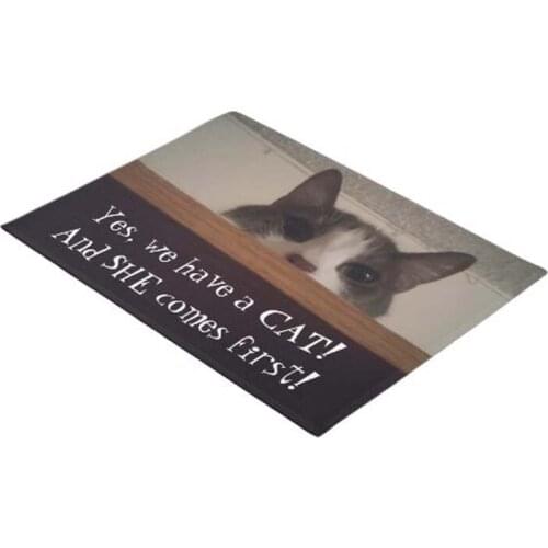 Personalized Custom Photo Doormat Hilarious Cat Peeking Out Picture Cat Lovers Doormat Home Decoration Entry Non-slip Door Mat