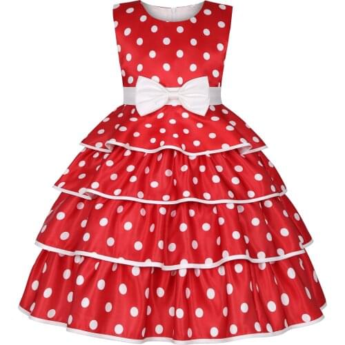 Girls Dress 2021 New Flower Girl Dress Girls Polka Dot Puffy Cake Dress Christmas Princess Dresses Baby Children Clothing 12 Age
