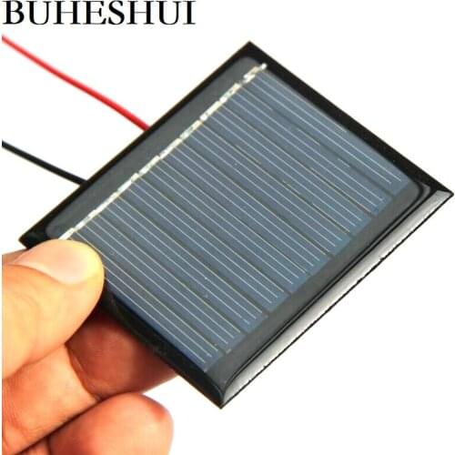 BUHESHUI 5V 60MA Solar Cell+Cable/Wire Polycrystalline Solar Panel Charger For 3.7V 53*60MM Study Epoxy 100pcs Free Shipping