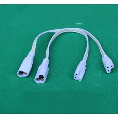 T4 T5 T8 Male Female Butt-joint Plug Connector 3-hole Power Bracket Lamp Connection Extension Wire 50cm for LED Tube Lamp 10pcs