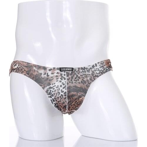 Sexy Low Rise Mens Briefs Soft Leopard Printed Underwear Mens Hot Hips Underpants Sexy Undies Men Pouch Cueca Panties