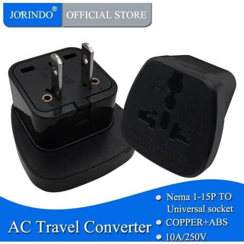 JORINDO Universal Black White United States Canada Japan AC power adaptor AU EU UK to US travel adapter plug socket convertor