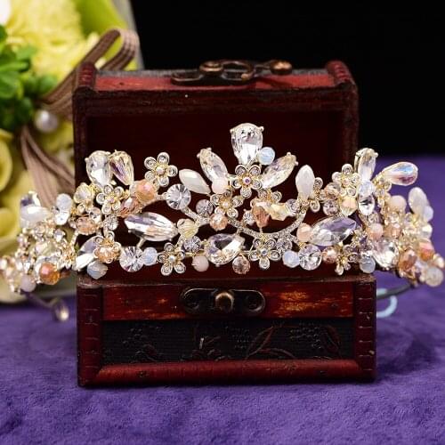 High Quality Colorful Fairy Handmade Rhinestone Crown Wedding Bridal Hair Accessories Jewelry CZC-2018