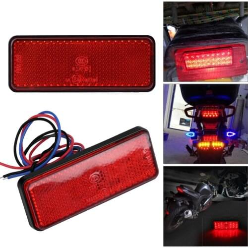 Motorcycle LED Rear Tail Brake Light Scooter Moped Rectangle LED Reflector Tail Brake Stop Lamp RedMotorcycle Tail Brake Light
