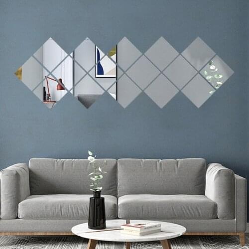 3D Mirror Wall Sticker Bathroom Mirrow Wall Decorative Self Adhesive Furniture Films 15X15cm Square Mirror Foil Wall Sticker