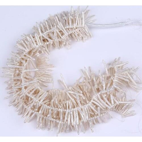 The factory price 3*21mm biwa freshwater toothpick shape pearl strands
