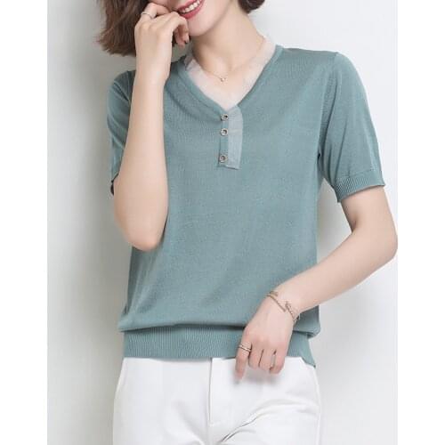 BOBOKATEER Short Sleeve Woman T Shirts Vintage Summer Clothes For Women Mujer Camisetas V-Neck Tee Shirt Femme T-shirty Damskie