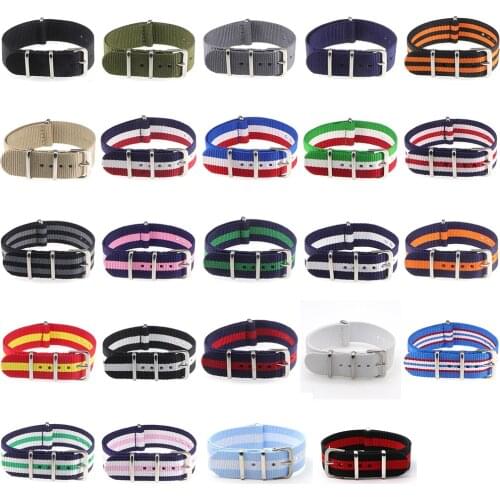 10pcs 18mm 20mm NATO Army Sports brand Nylon fabric belt accessories belt buckle bands 007, James bond. black 20mm watch strap