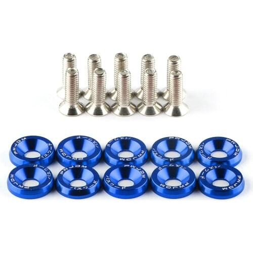 10Pcs Colorful M6 JDM Car Modified Hex Fasteners Fender Washer Bumper Engine Concave Screws Car-styling License Car Accessories