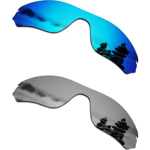 SmartVLT 2 Pieces Polarized Sunglasses Replacement Lenses for Oakley Radar Edge Ice Blue and Silver Titanium