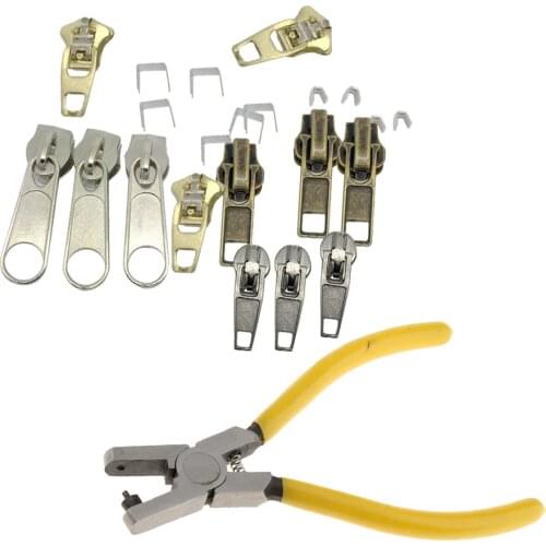22 Pieces Zipper Replacement Zipper Repair Kit with Zipper Install Pliers Tool