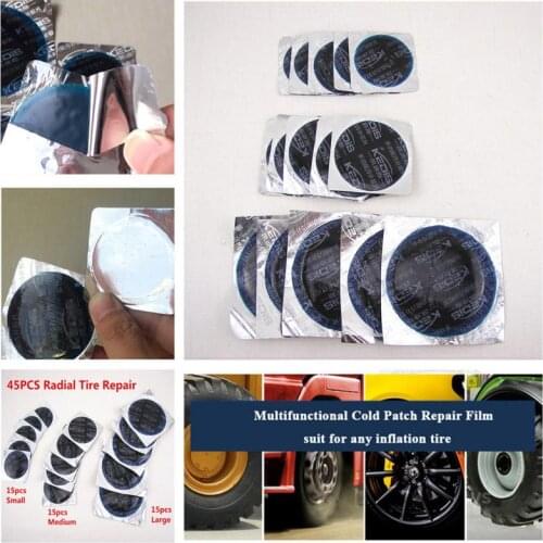 45Pcs/Set Round Shape Tyre Repair Cold Patch Universal Tire Repair Rubber Patch Tool Tubeless Patch Car Motorcycle Tyre Repair