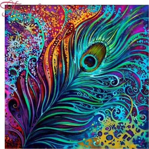 Touoilp square/round Peacock feather 5d diamond painting cross new Year diamond embroidery plastic crafts Full diamond painting