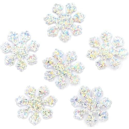 120Pcs Glitter Silver Snowflake Cloth Appliques Sewing On Christmas Decor Accessories Popular Clothing Bag Hat DIY Patches F09