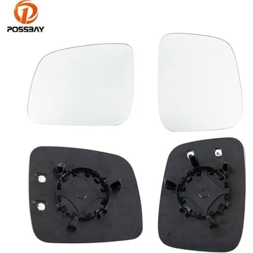 POSSBAY 2Pcs Car Rear View Mirror Glass Left/Right Side Heated White RearView Mirror for VW Caddy 2004-2015 for T5 2003-2010