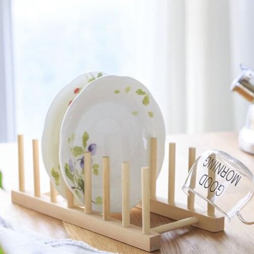 Bamboo Wooden Dish Rack Plates Holder Kitchen Storage Cabinet Organizer For Dish / Plate / Bowl / Cup / Pot Lid / Cutting Board