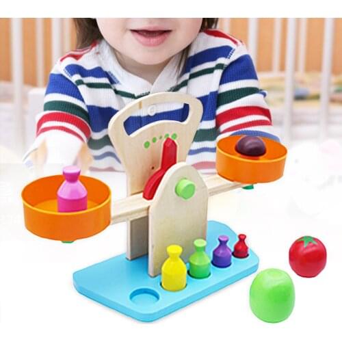 Wooden Educational Toy Children Math Learning Balance Add Subtract Model Scale