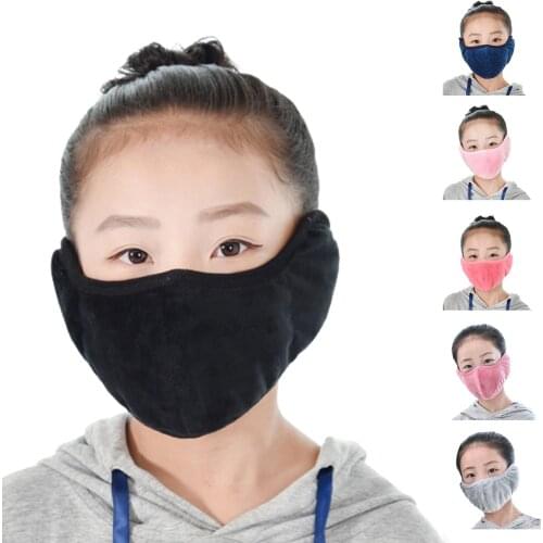 Children Boys Girls Winter Mask with Earmuff Warm Cotton Windproof Ear-muff Washable Reusable Mascarilla España Deportiva 2020