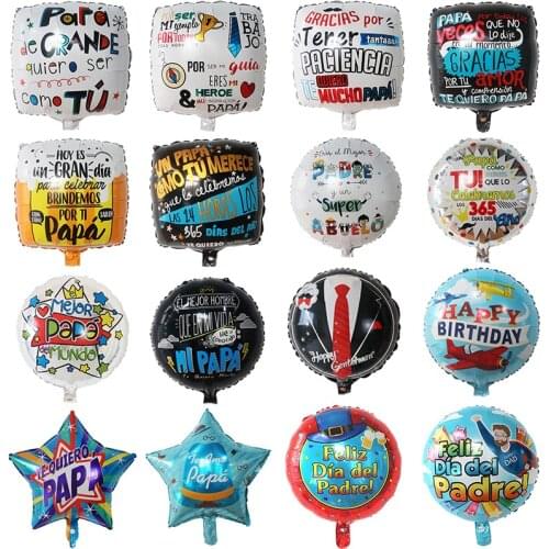 50pcs 18inch Spanish Happy Mother Fathers Day Helium Globos Super Papa Mama Foil Balloons father mother Party Decoration Baloes