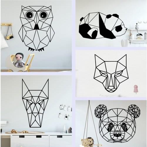 Geometry Animal Panda Wolf Wall Sticker Vinyl Wallpaper For Living Room Bedroom Decoration CarSticker Wall Decals Home Decor
