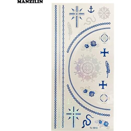 1sheet Fake Chain necklace Designs Tribal Indian Temporary Flash Tattoo Gold silver Metal Tatoo Sticker on body