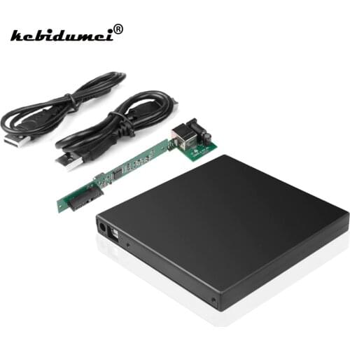 Kebidumei 12.7MM Slim DVD CD DVD-Rom IDE Case drive box USB 2.0 SATA external drive for Laptop Notebook Computer Wholesale