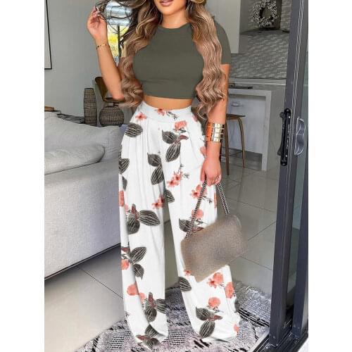 Fashion Two Piece Set Casual Wear Suits Set Two Piece Outfit Solid Sleeveless Crop Top & High Waist Pants Set